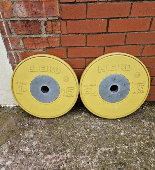Eleiko 2x15kg Olympic Bumper Plates Set RRP £778 Commercial Gym Equipment